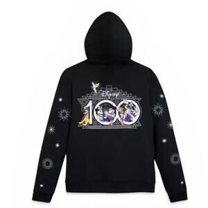 NWOT Disney Parks 100 Years of Wonder Platinum Celebration Black Zip Hoodie XL